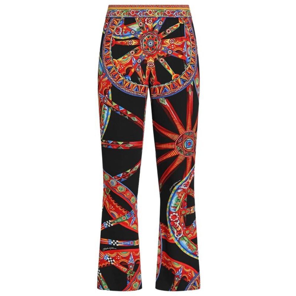 Pantaloni In Seta Stampa Carretto Women